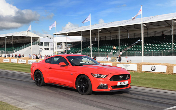 Silverstone Classic bound Ford Mustang Front Angle