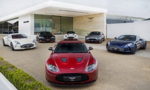 thumbnail Unprecedented collection of exotic Aston Martin sports cars is gathered at Aston Martin Works